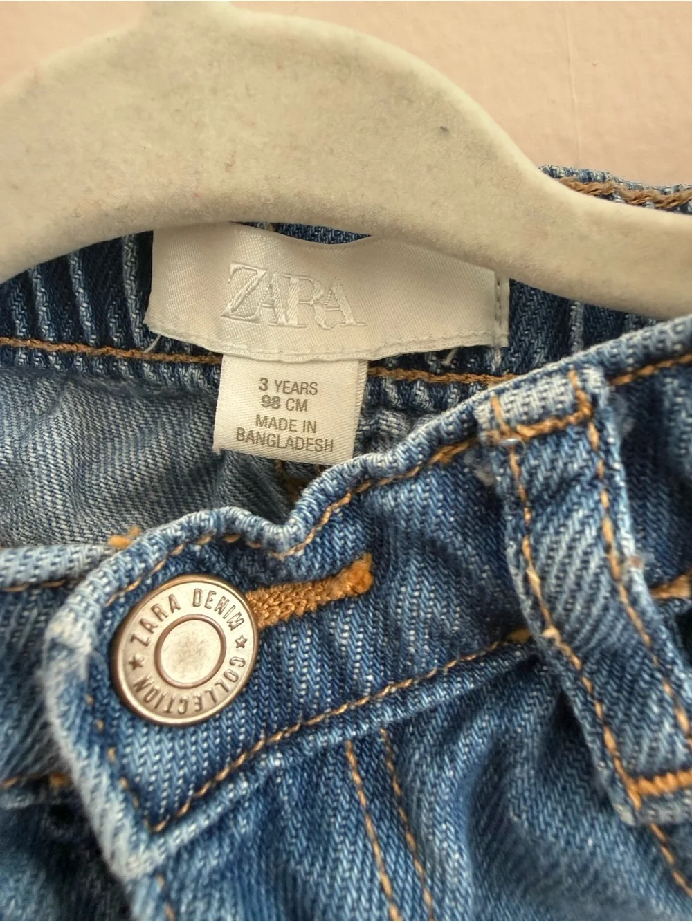 Zara Kids Girls Blue Heart-Pattern Denim Pants